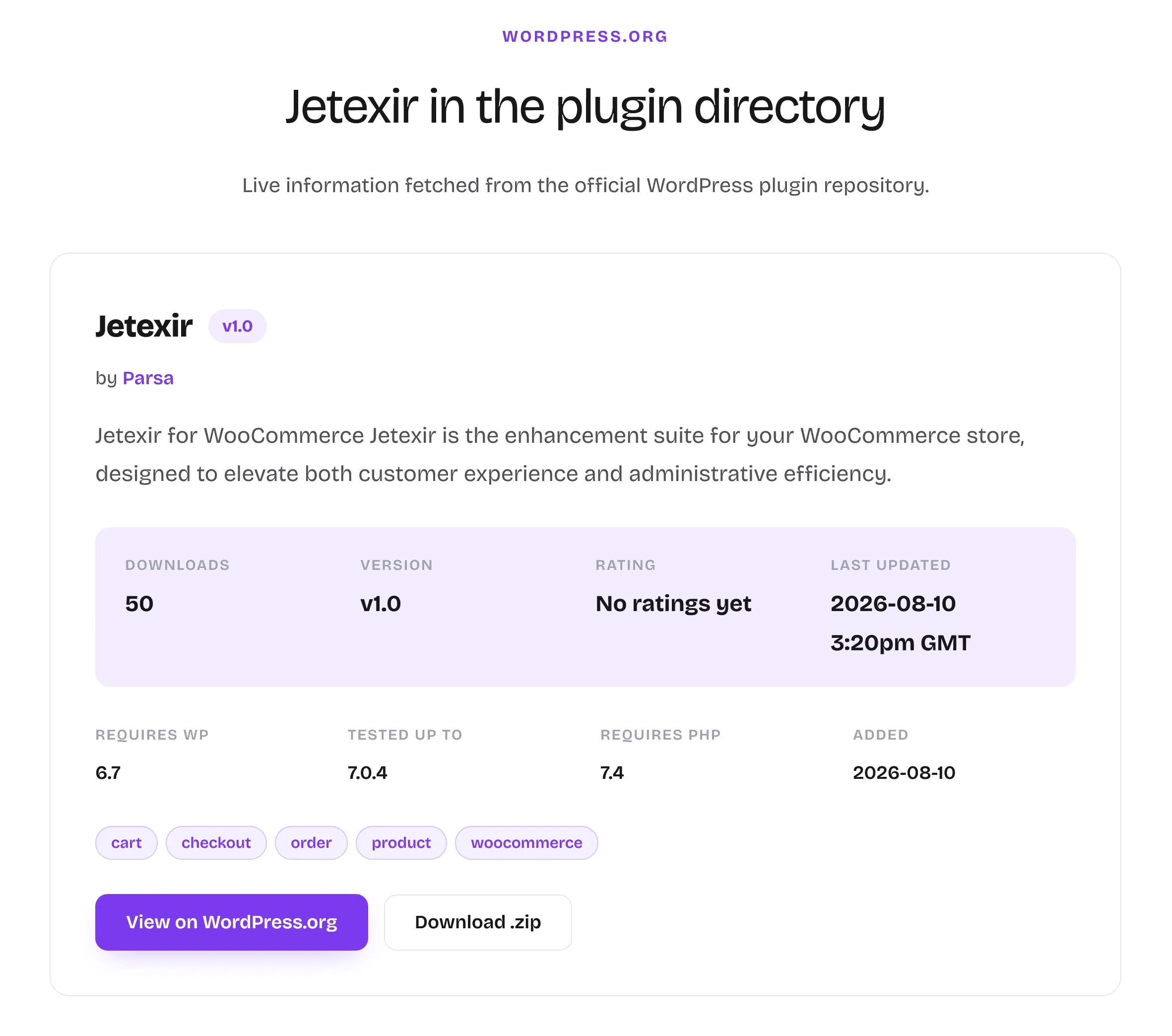 Jetexir website plugin info Jetexir website plugin info