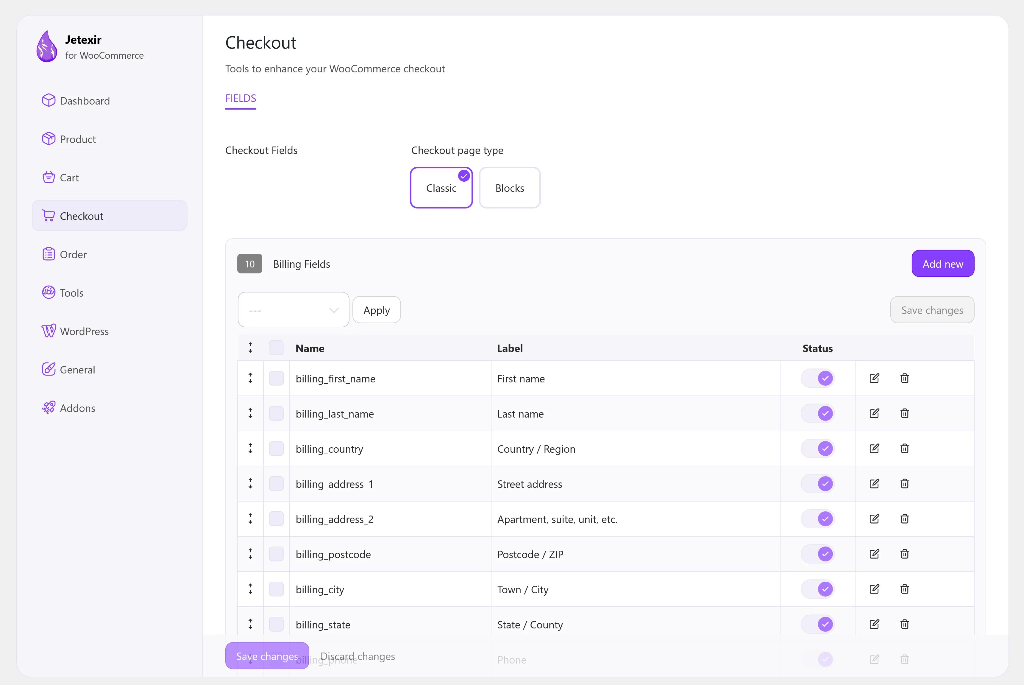 Jetexir checkout fields Jetexir checkout fields