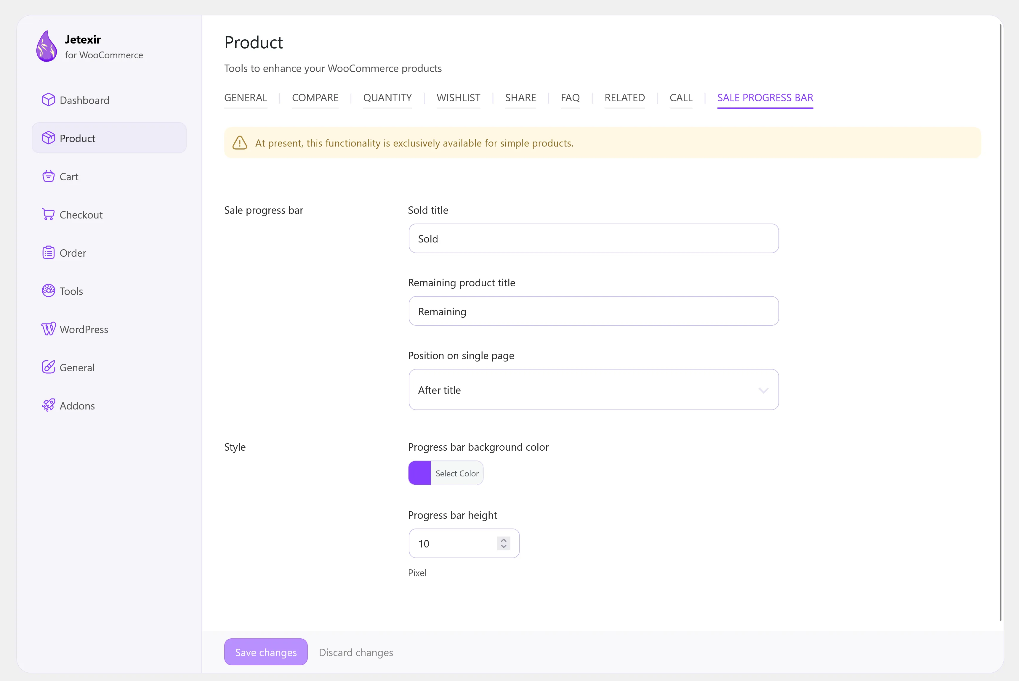 Jetexir product sale progress bar Jetexir product sale progress bar