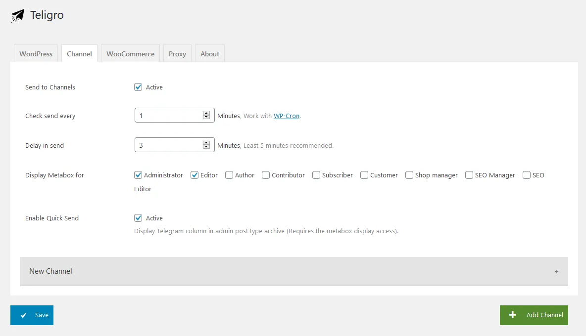Teligro – Channel Tab Teligro – Channel Tab